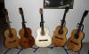 A famly of Lutars and a classical guitar(front)