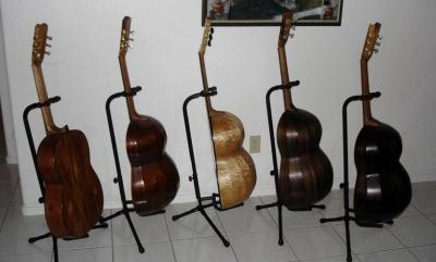 A famly of Lutars and a classical guitar(side)