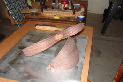 East Indian Rosewood Lutar soundbox under construction